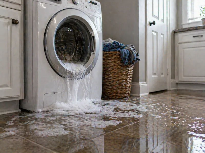 Appliance overflow causing carpet flooding